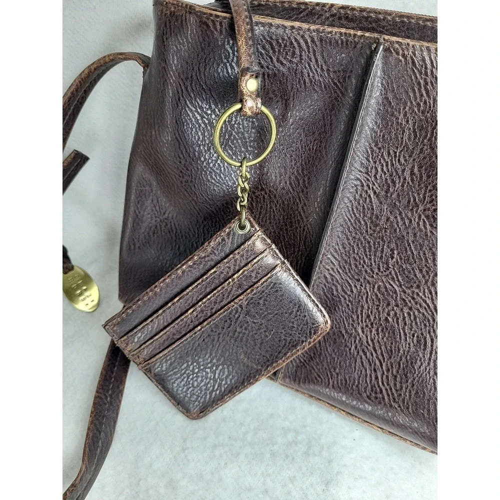 Crazy Horse Cross Body Bag Purse Wallet Faux Leather Brown Gold Western Keychain